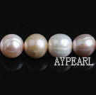 Freshwater Pearl Beads with Growth Grain, Natural White Pink Purple Color, 11-12mm, Nearly Round, Sold per 15.4-Inch Strand,11-12mm