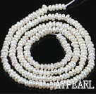 Pearl Beads, White, 2.8-3mm natural abacus, Sold per 14.8-inch strand