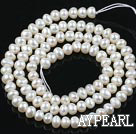 Pearl Beads, White, 4-4.5mm natural abacus, Sold per 14.57-inch strand
