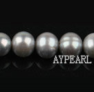 Pearl Beads, Gray, 9-10mm natural, Sold per 15.7-inch strand