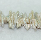 Biwa freshwater pearl beads, white, 4*6*20mm keshi. Sold per 15.4-inch strand.