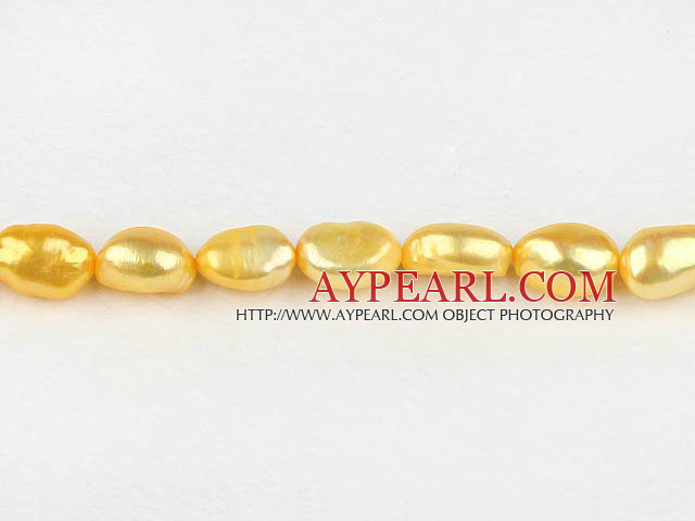 Pearl Beads, Yellow, 8-9mm dyed baroque, Sold per 14.5-inch strand