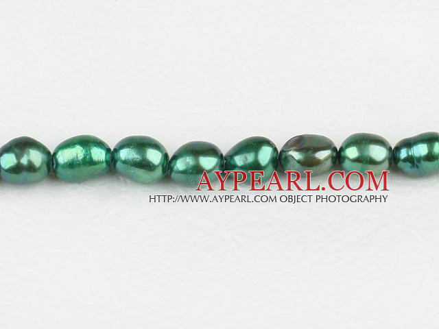 Pearl Beads, Dark Olive Green, 8-9mm dyed baroque, Sold per 14.8-inch strand