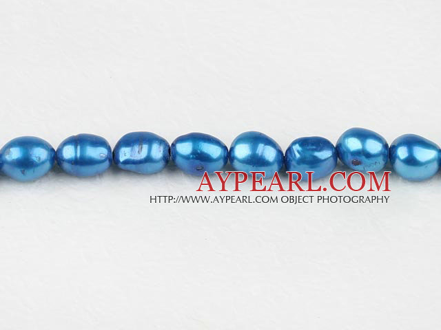 Pearl Beads, Blue, 8-9mm dyed baroque, Sold per 14.8-inch strand