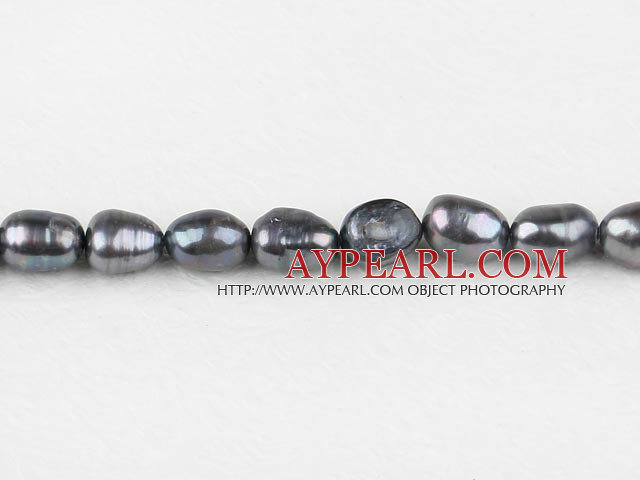 Pearl Beads, Dark Grey, 8-9mm dyed baroque, Sold per 14.8-inch strand