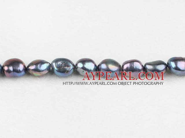 Pearl Beads, Greyish Black, 8-9mm dyed baroque, Sold per 14.8-inch strand