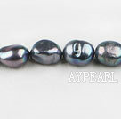 Pearl Beads, Dark Grey, 10-11mm dyed baroque, 14.6-inch strand