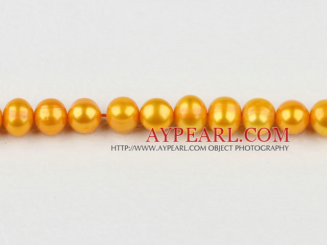 Pearl Beads, Bright Yellow, 8-9mm dyed, 14.4-inch strand