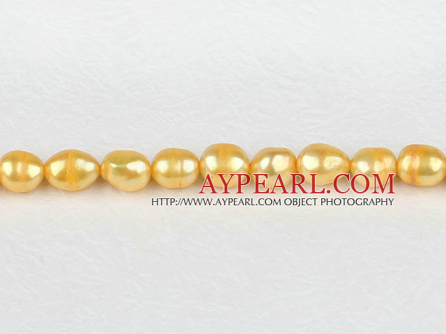 Pearl Beads, Bright Yellow, 8-9mm dyed baroque, Sold per 14.8-inch strand