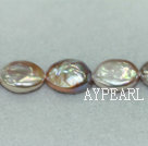 Freshwater pearl beads, purple, 10-11mm oval coin. Sold per 14.8-inch strand.