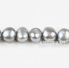 Pearl Beads, Grey, 8-9mm dyed double side flashing, Sold per 14.57-inch strand