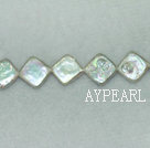 Diagonal square freshwater pearl beads,White,5*12mm