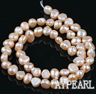 Pearl Beads, Pink, 6-7mm natural potato shape, Sold per 14.2-inch strand