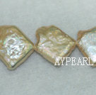 Diagonal square freshwater pearl beads,Natural Pink,5*12mm