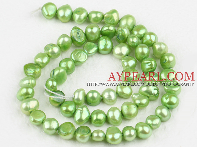 Pearl Beads, Apple Green, 6-7mm dyed, potato shape, Sold per 14.2-inch strand