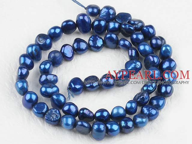 Pearl Beads, Sapphire Blue, 6-7mm dyed, potato shape, Sold per 14.2-inch strand