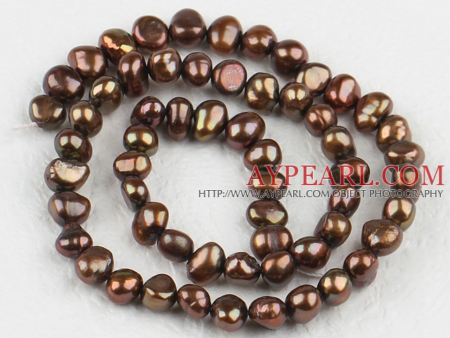 Pearl Beads, Dark Brown, 6-7mm dyed, potato shape, Sold per 14.2-inch strand