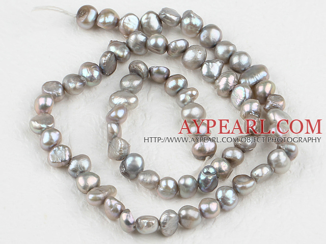 Pearl Beads, Grey, 6-7mm dyed, potato shape, Sold per 14.2-inch strand