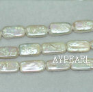 Biwa freshwater pearl beads, white, 5*14*20mm rectangle. Sold per 15-inch strand.