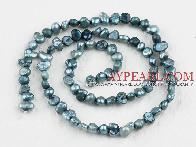 Pearl Beads, Greyish Green, 3-4mm dyed, potato shape, Sold per 14.2-inch strand