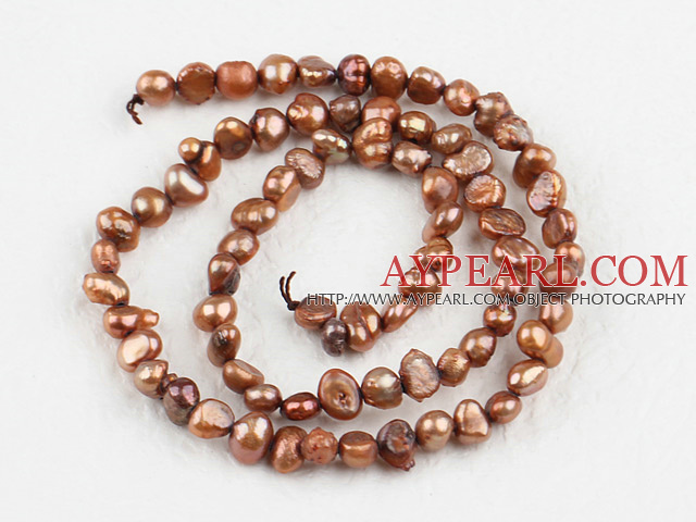 Pearl Beads, Brown, 3-4mm dyed, potato shape, Sold per 14.2-inch strand