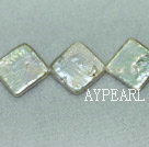 Freshwater pearl beads, white, 3*15mm diagonal square. Sold per 14.6-inch strand.