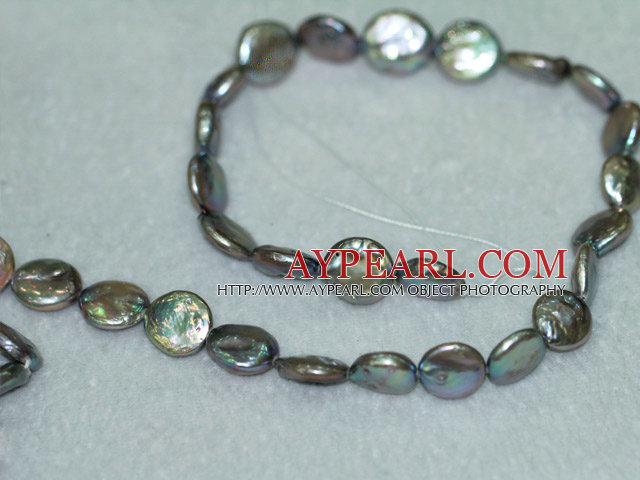 Freshwater pearl beads, green, 5*13mm coin. Sold per 15-inch strand.