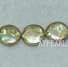 Freshwater pearl beads, yellow, 5*13mm coin. Sold per 15-inch strand.
