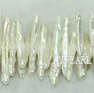 Freshwater pearl beads, white, 5*35mm toothpick.. Sold per 15.4-inch strand.