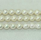 Freshwater pearl beads, white, 8-9mm round. AA grade. Sold per 15.7-inch strand