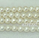 A grade round freshwater pearl beads,White,6-7mm