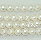 Freshwater pearl beads, white, 8-9mm round. A  grade. Sold per 15.7-inch strand