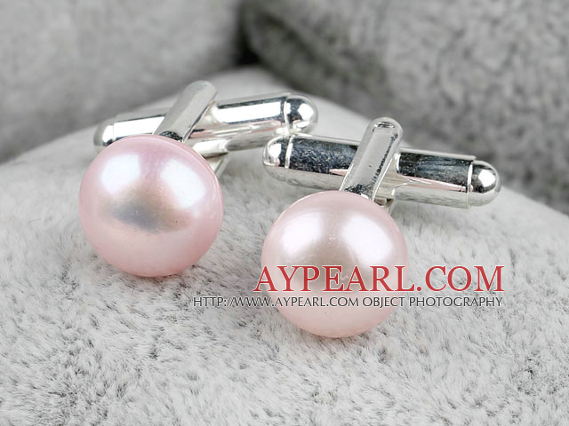 11.5-12mm Dyed Pink Freshwater Pearl Cufflinks